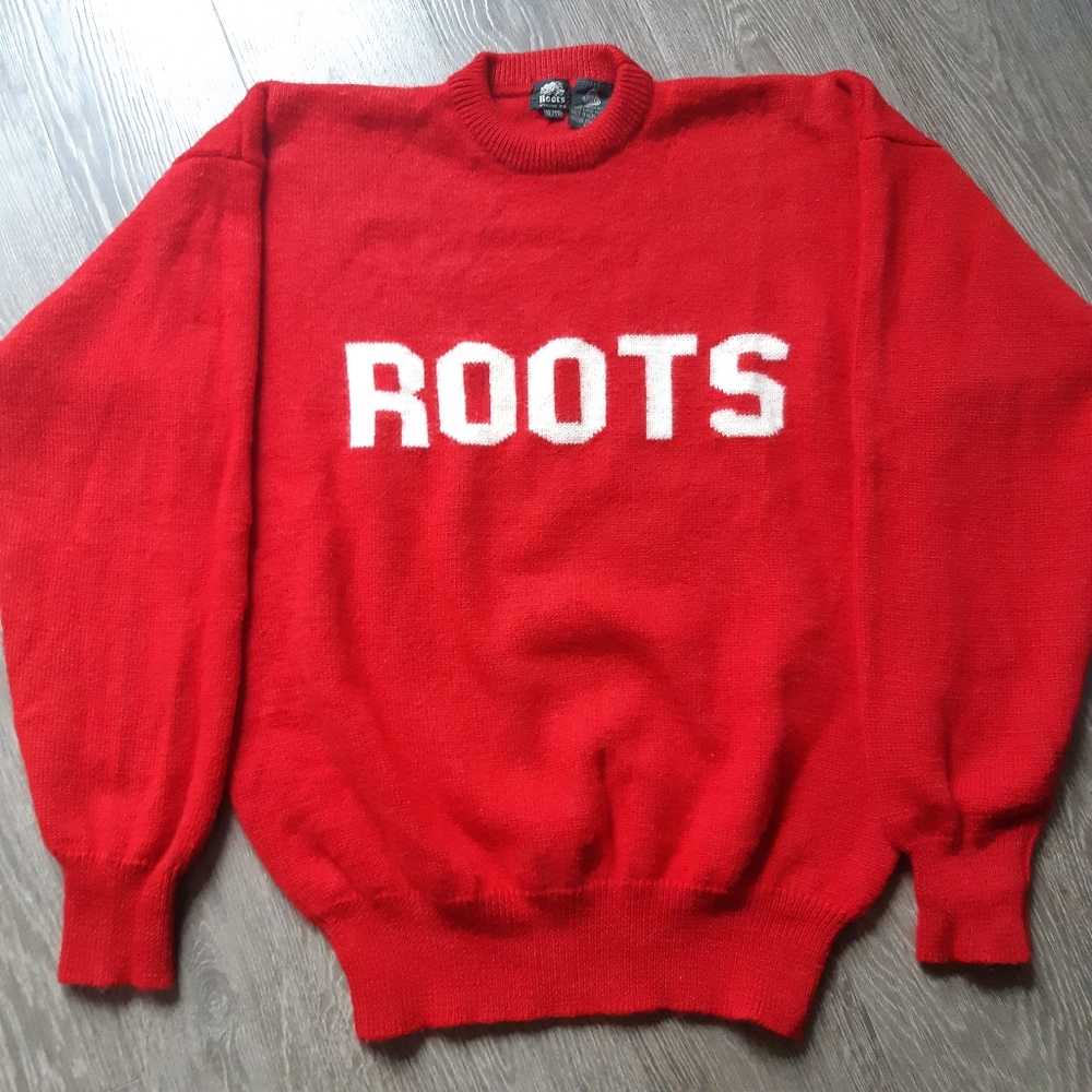 RARE Vintage Roots red and cream wool knit sweaters. XL unisex oversized 80s